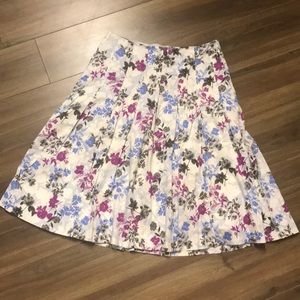 Talbots Summer Floral Cotton Skirt